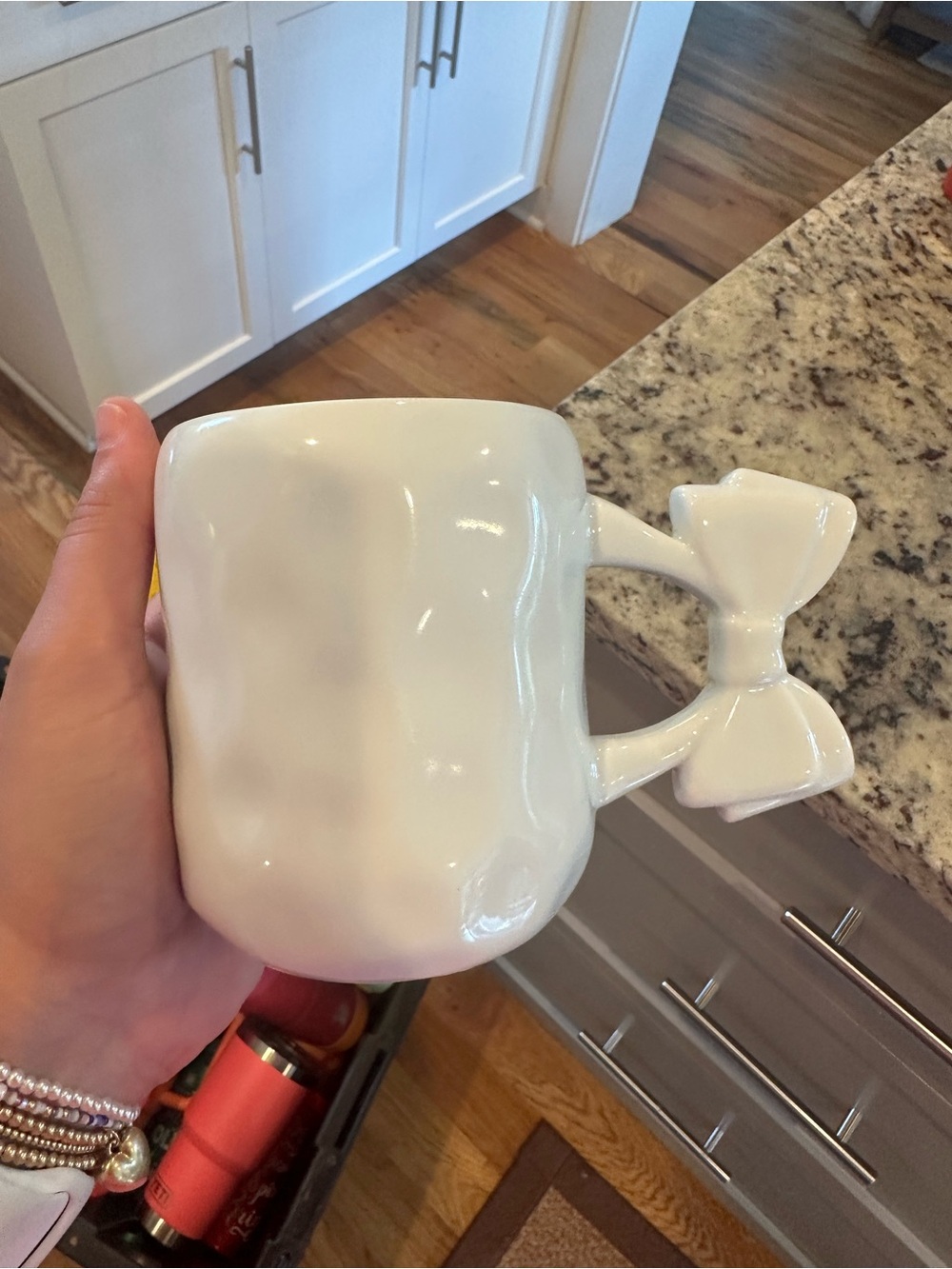 Francesca's Collections blue Ceramic Mug with Bow Handle